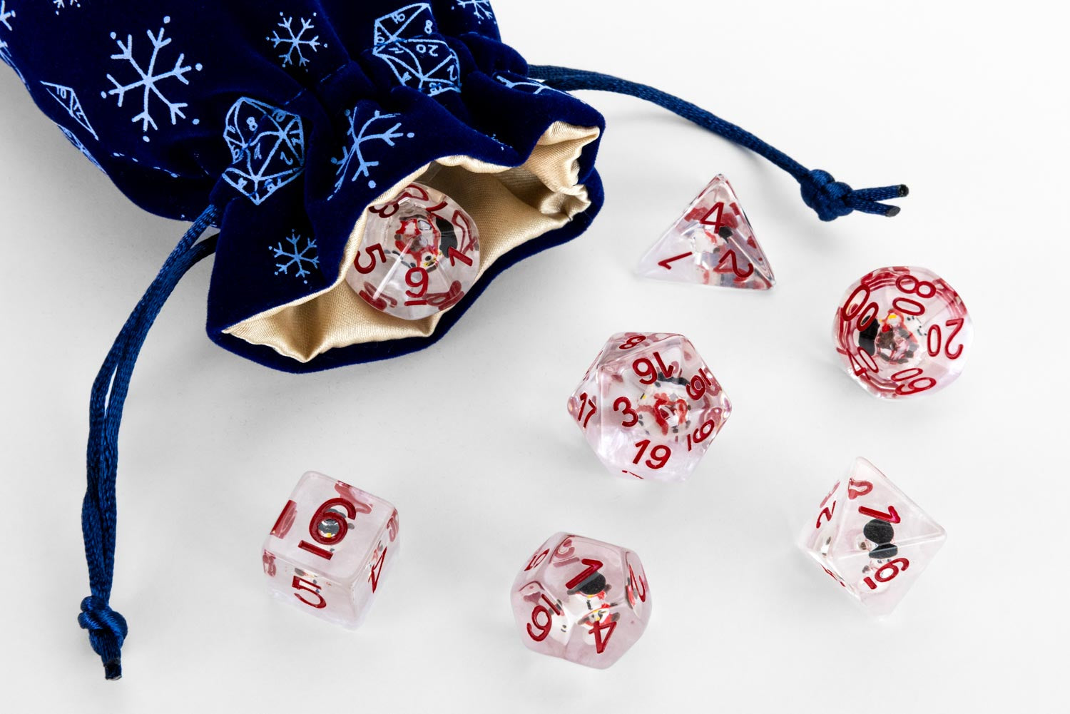 Snowflake Velvet Dice Bag With Satin Liner 4"x6"