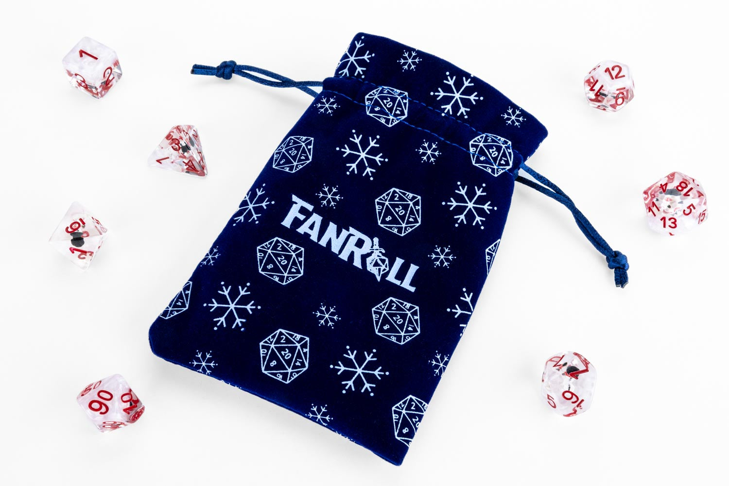 Snowflake Velvet Dice Bag With Satin Liner 4"x6"
