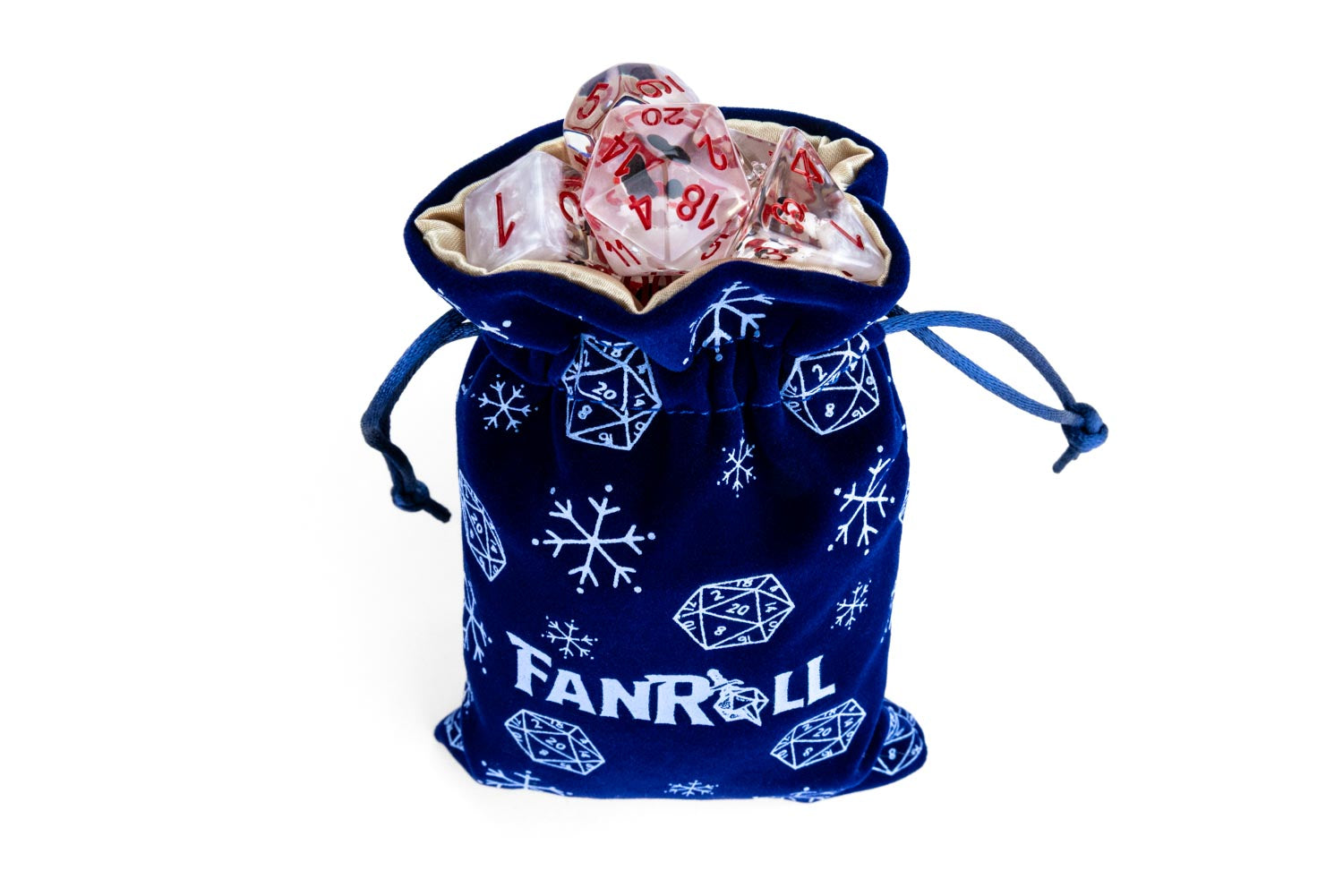 Snowflake Velvet Dice Bag With Satin Liner 4"x6"