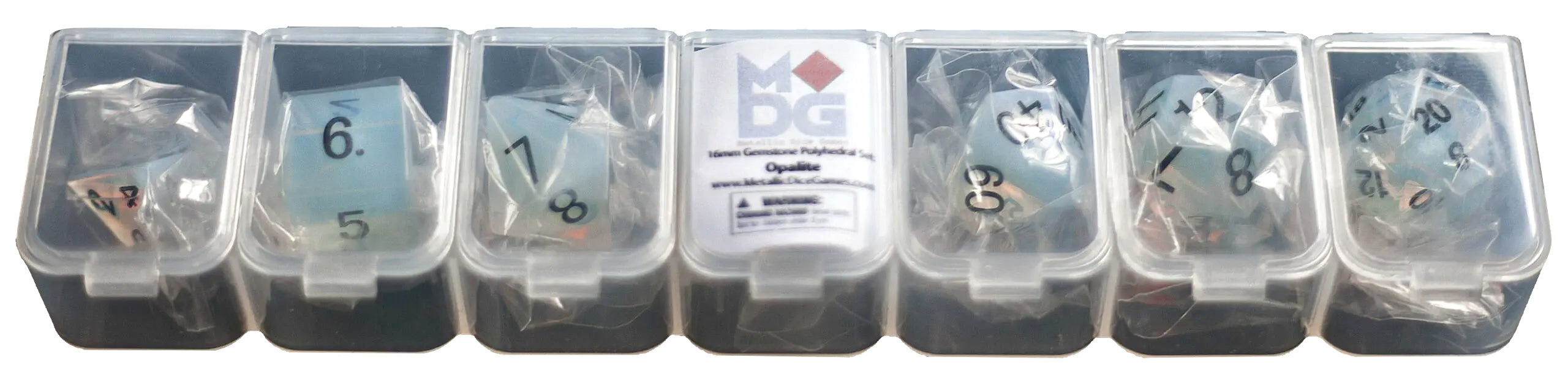 Engraved Blue Lace Agate: Full-Sized 16mm Polyhedral Dice Set