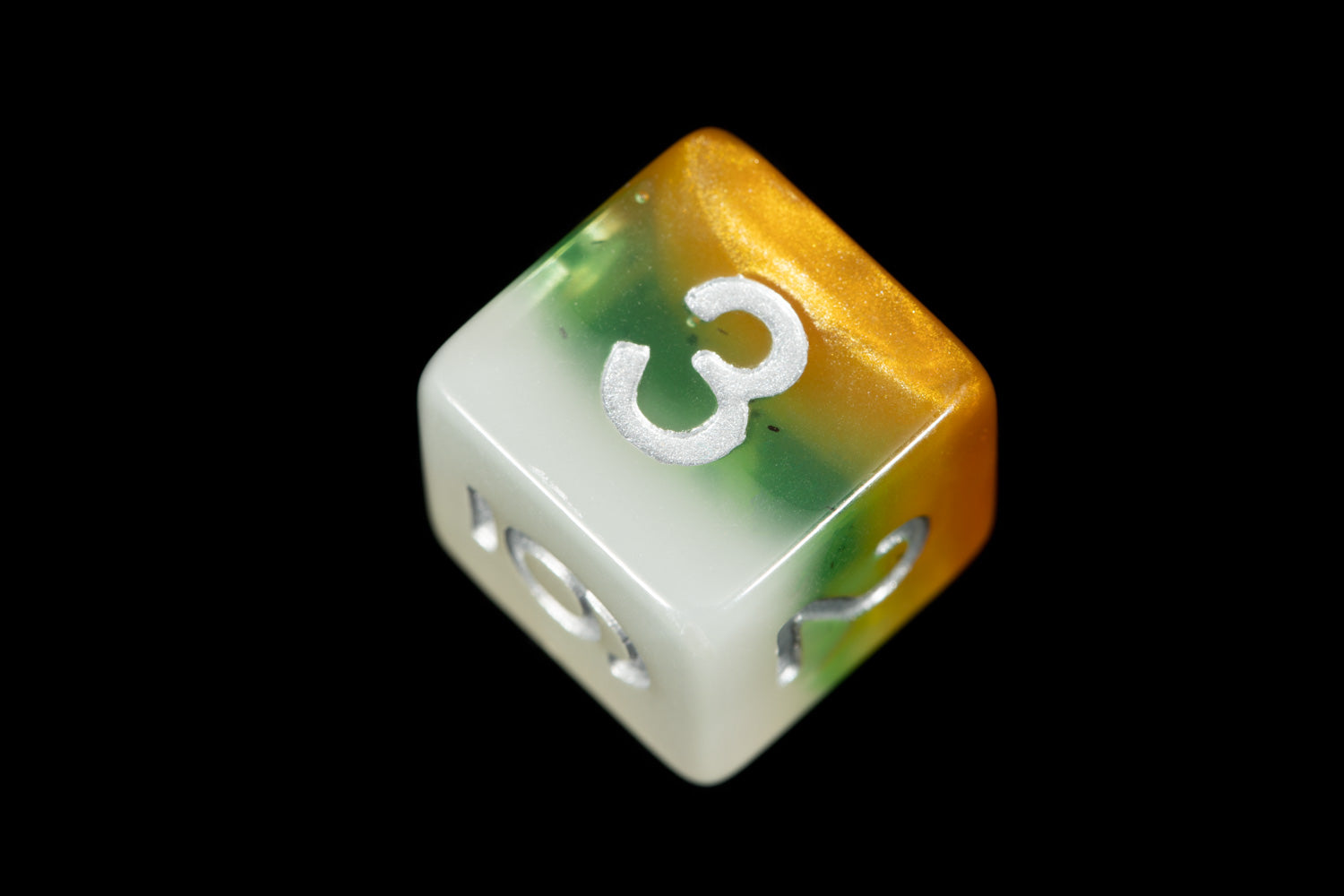 gold green white dice