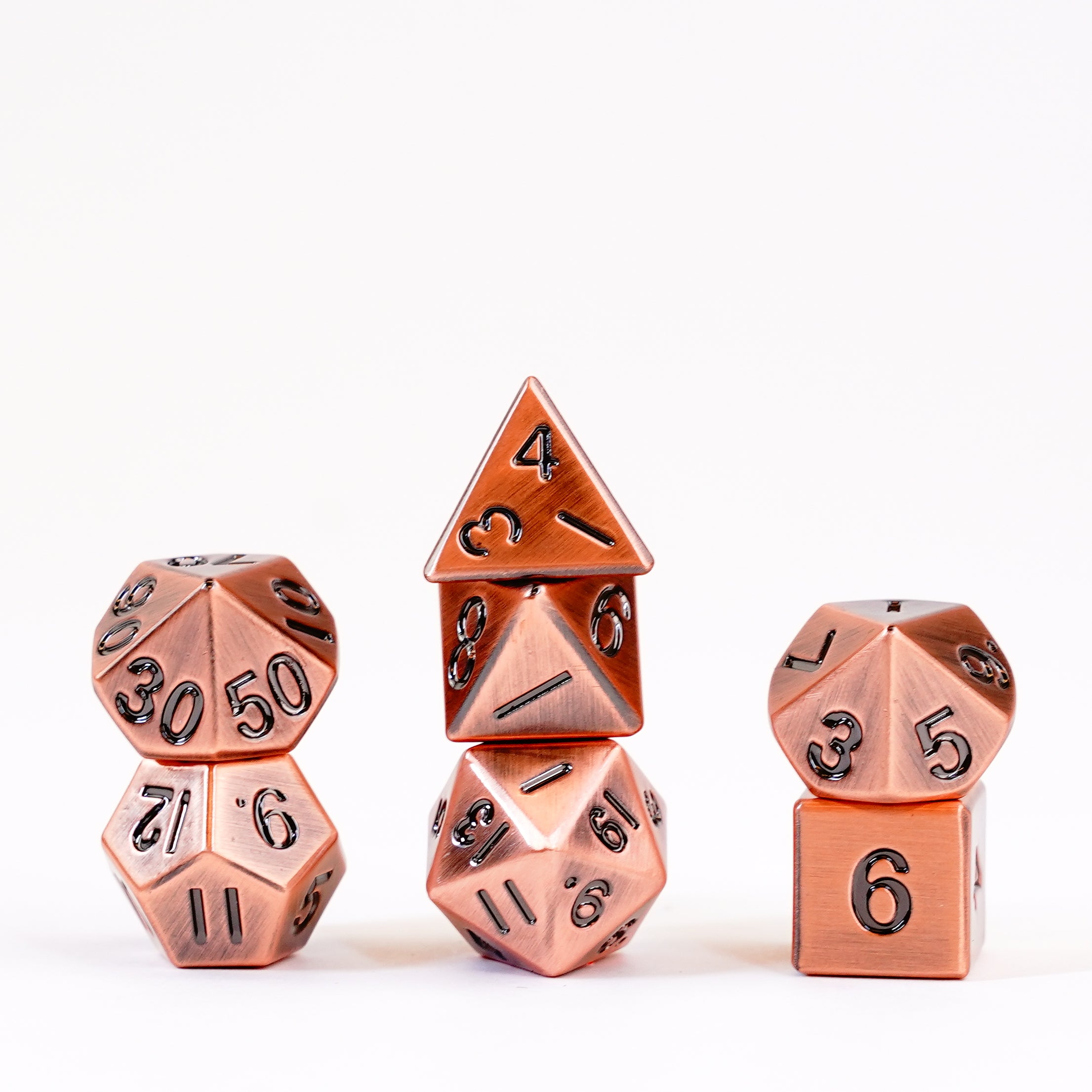 Antique Copper 16mm Polyhedral Dice Set