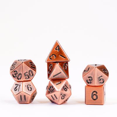 Antique Copper 16mm Polyhedral Dice Set, image 4