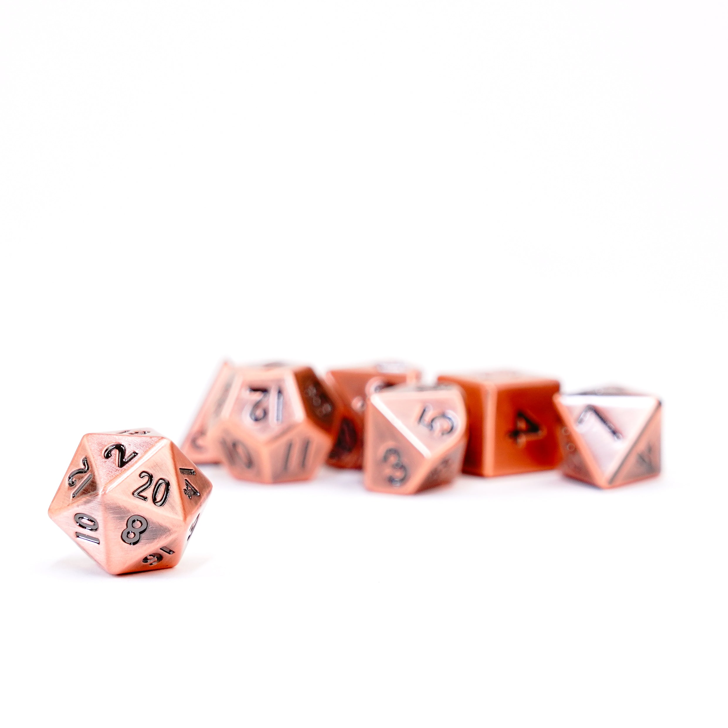 Antique Copper 16mm Polyhedral Dice Set