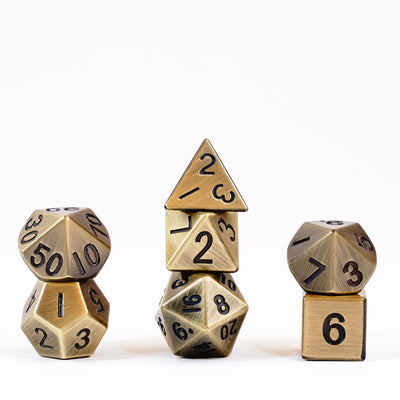 Antique Gold 16mm Polyhedral Dice Set, image 4