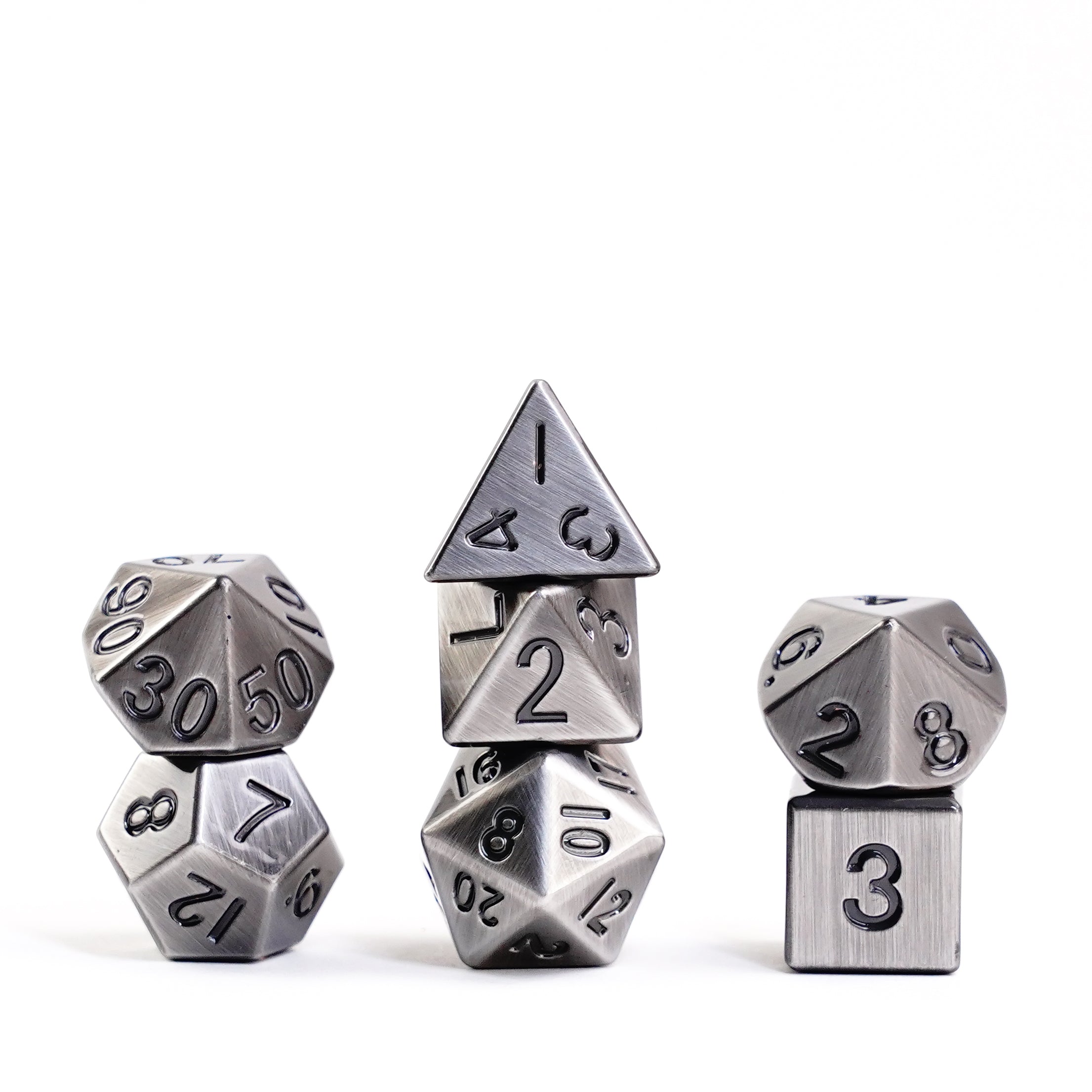 Antique Silver 16mm Polyhedral Dice Set