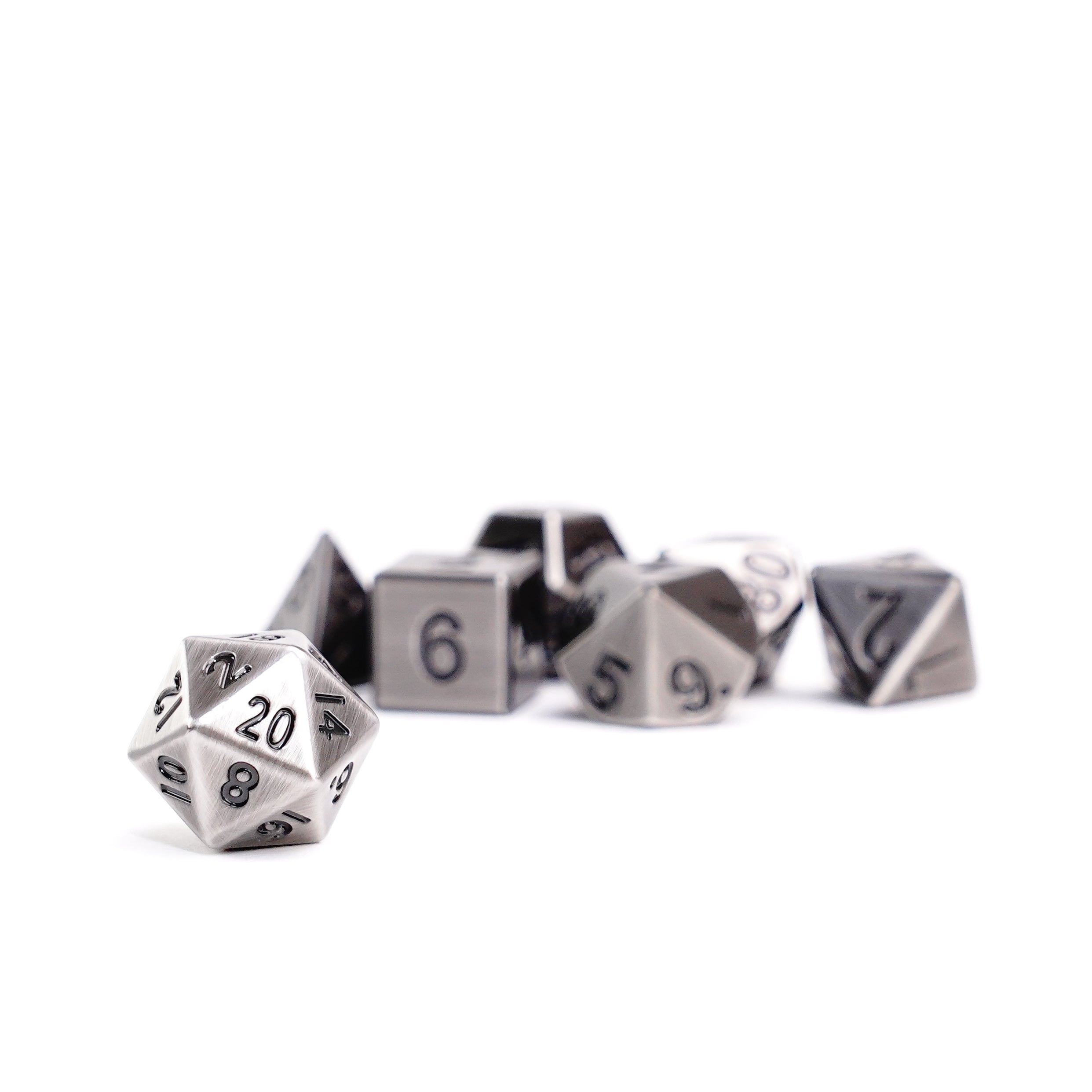 Antique Silver 16mm Polyhedral Dice Set