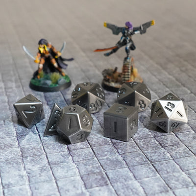 Antique Silver 16mm Polyhedral Dice Set, image 5