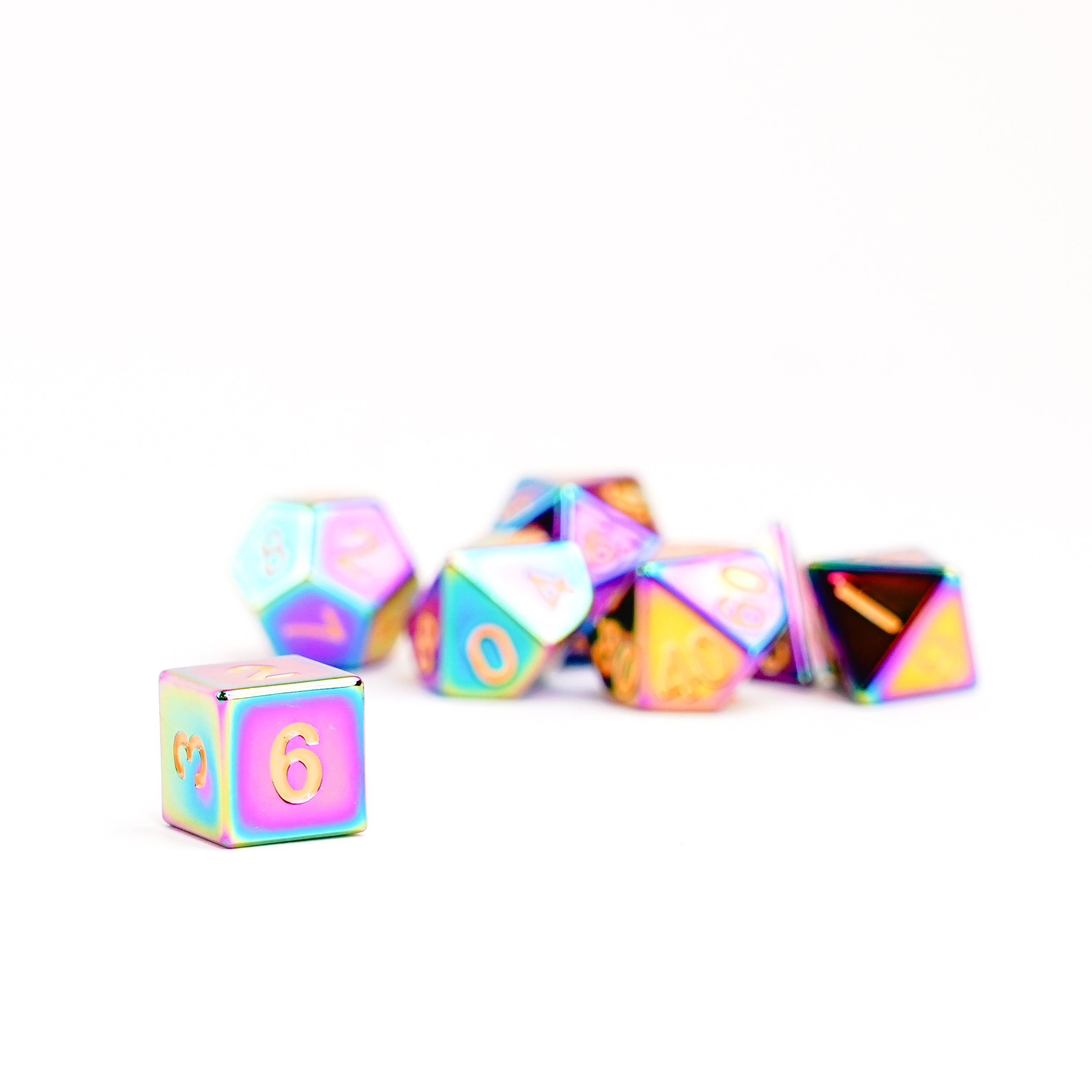 Torched Rainbow 16mm Polyhedral Dice Set