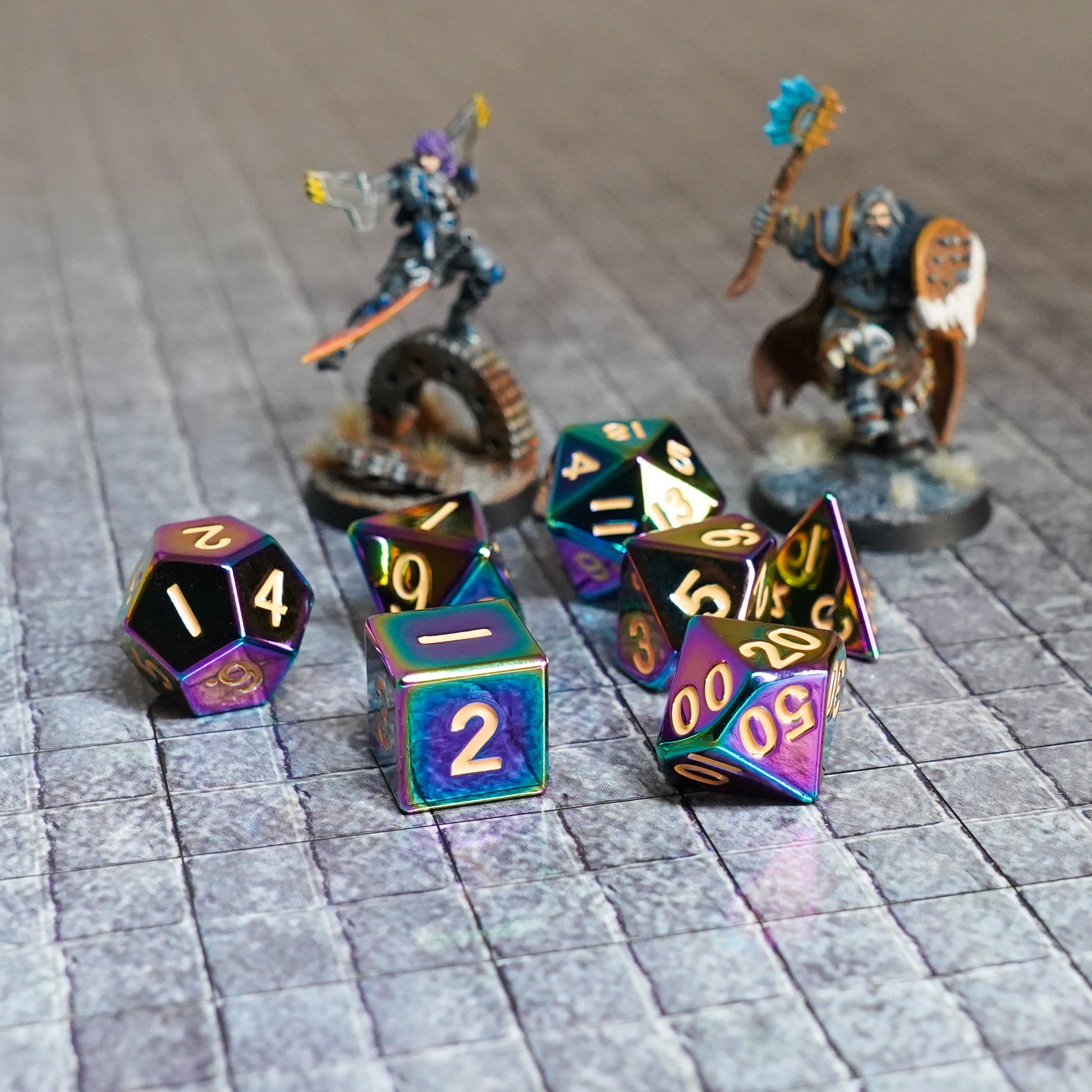 Torched Rainbow 16mm Polyhedral Dice Set