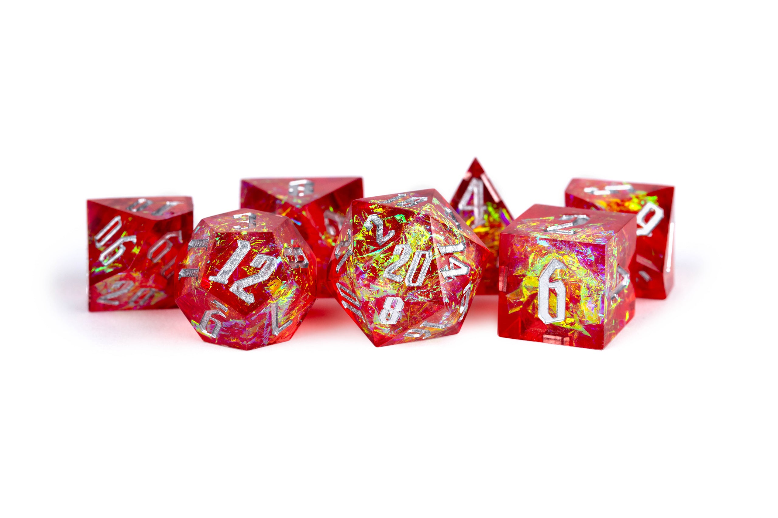 Hand Crafted Sharp Edge Dice: Red Pyre