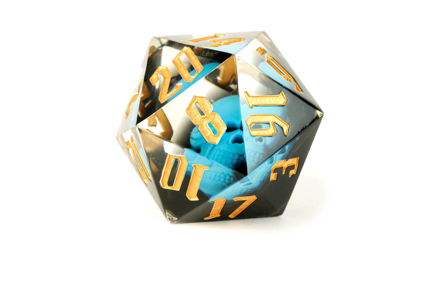 Hand Crafted 55mm Sharp Edge d20: Blue Skull – FanRoll