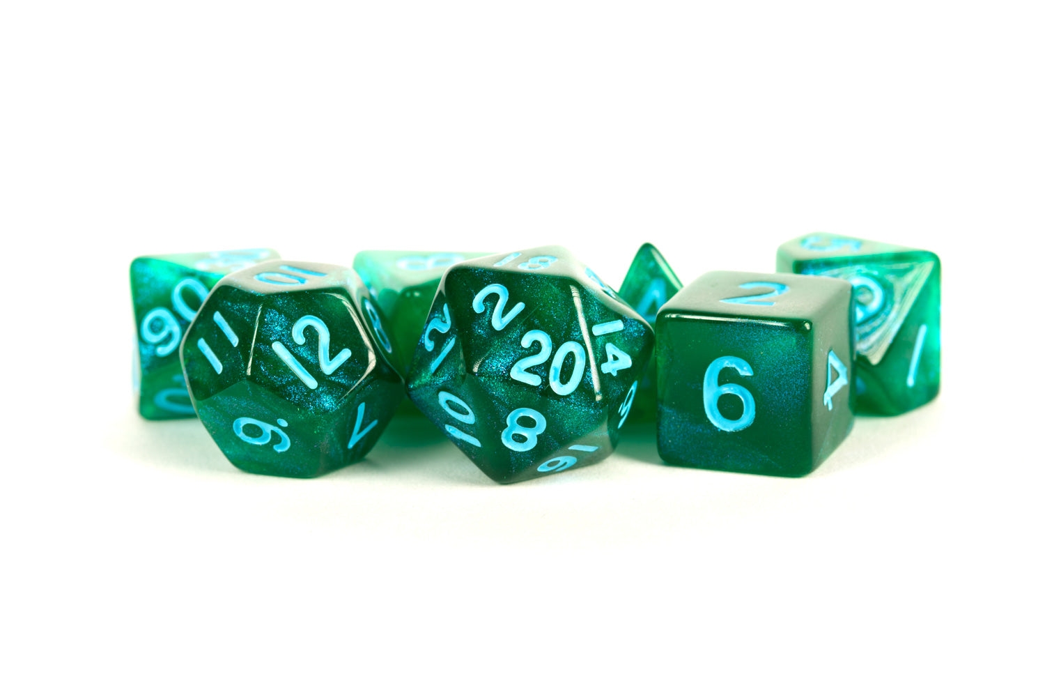 green resin dice set