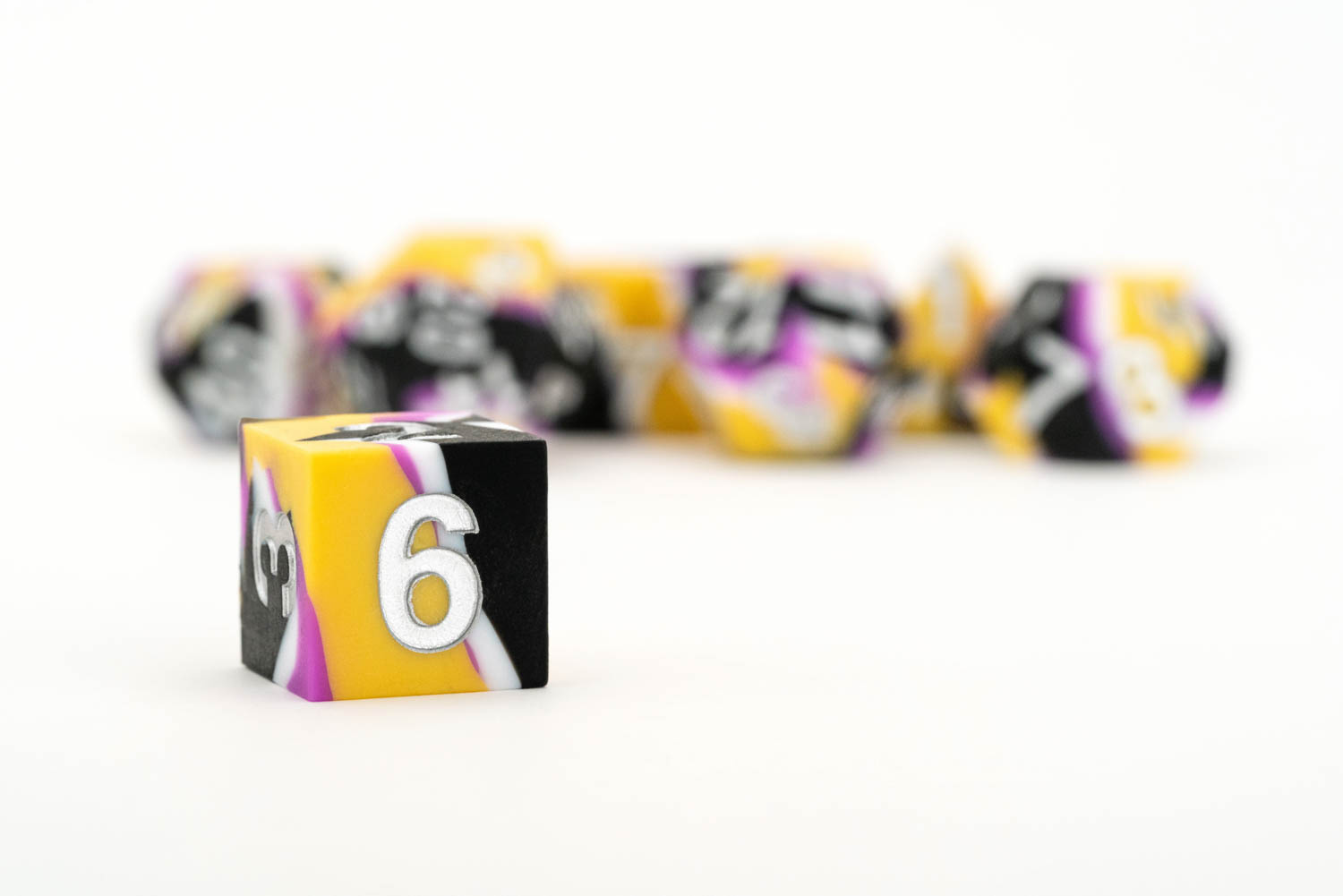Sharp Edge Silicone Rubber Dice Set: Nonbinary Pride