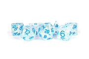 blue glitter resin dice set