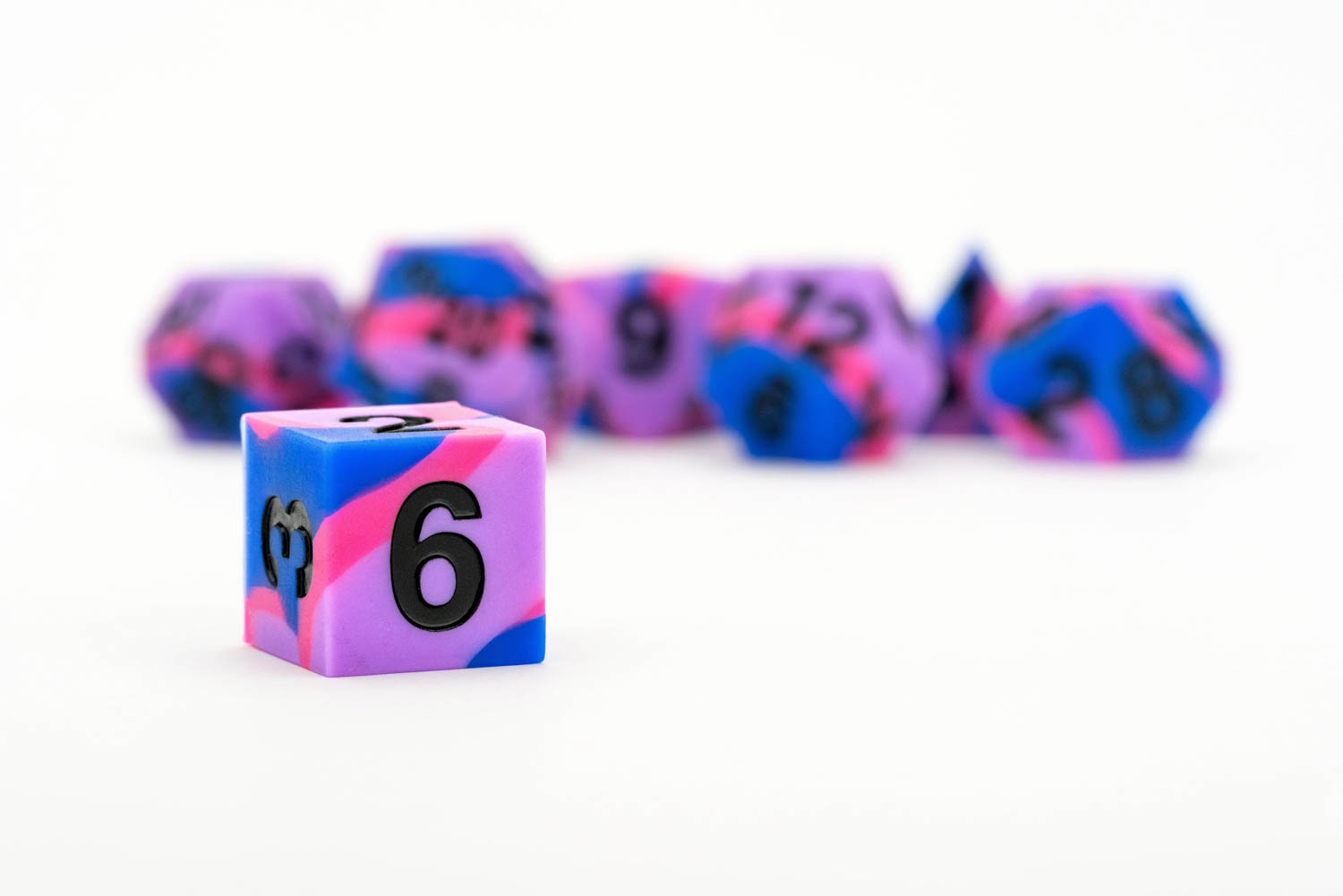 Sharp Edge Silicone Rubber Dice Set: Bisexual Pride