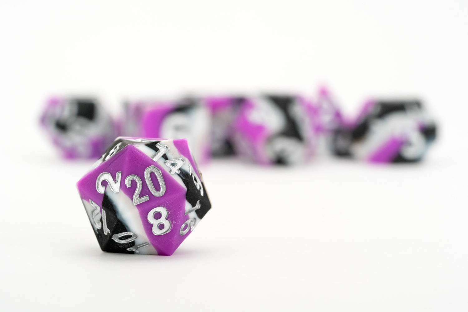Sharp Edge Silicone Rubber Dice Set: Asexual Pride