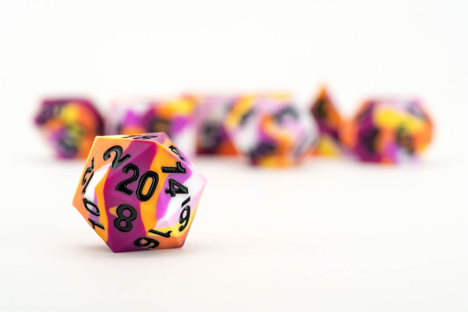 Sharp Edge Silicone Rubber Dice Set: Lesbian Pride