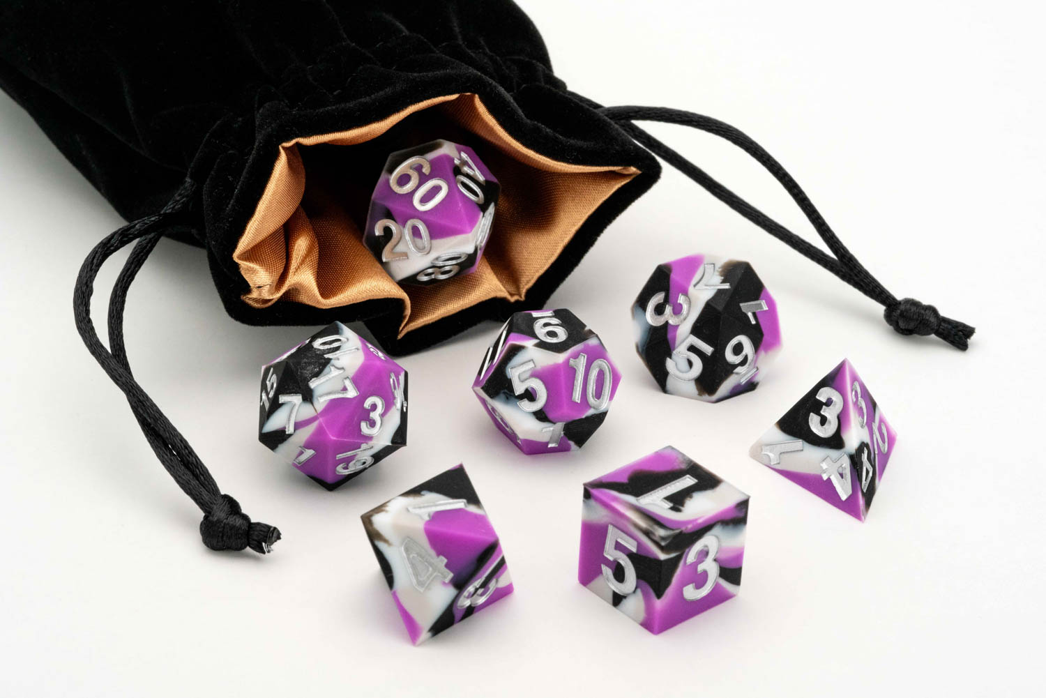 Sharp Edge Silicone Rubber Dice Set: Asexual Pride