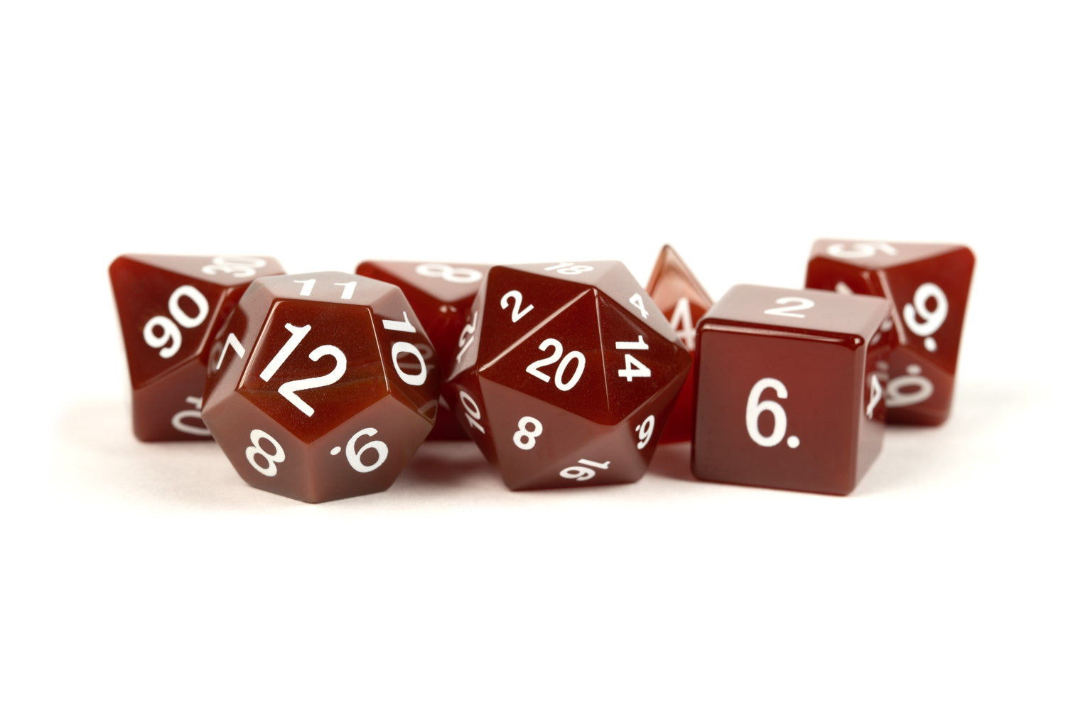 red gemstone dice set