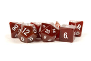red gemstone dice set