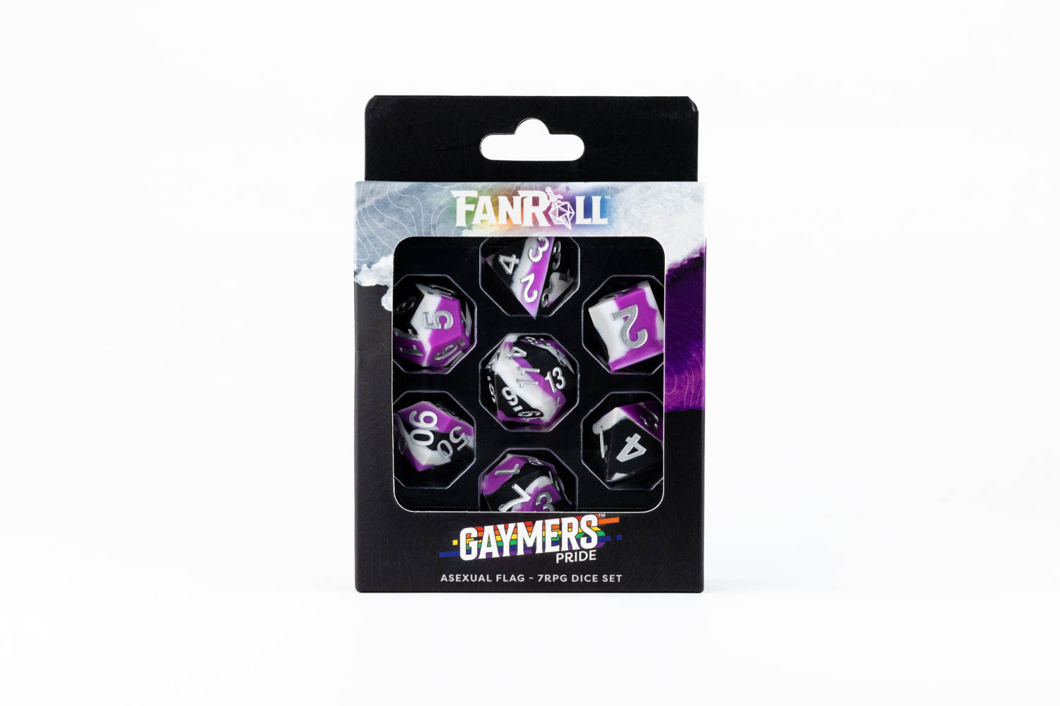 Sharp Edge Silicone Rubber Dice Set: Asexual Pride