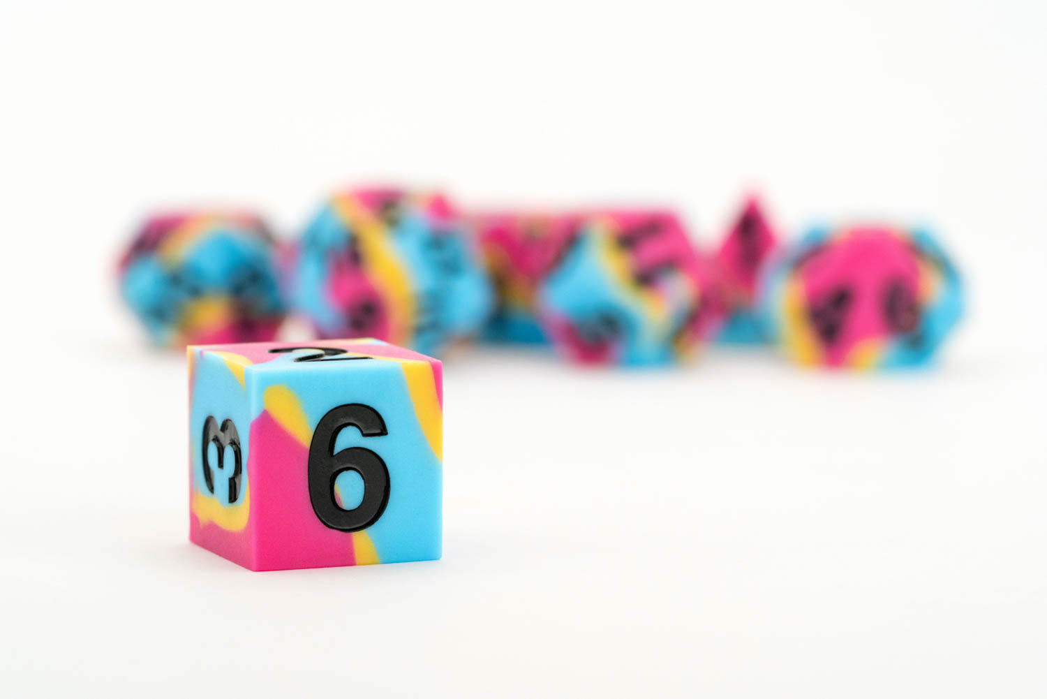 Sharp Edge Silicone Rubber Dice Set: Pansexual Pride