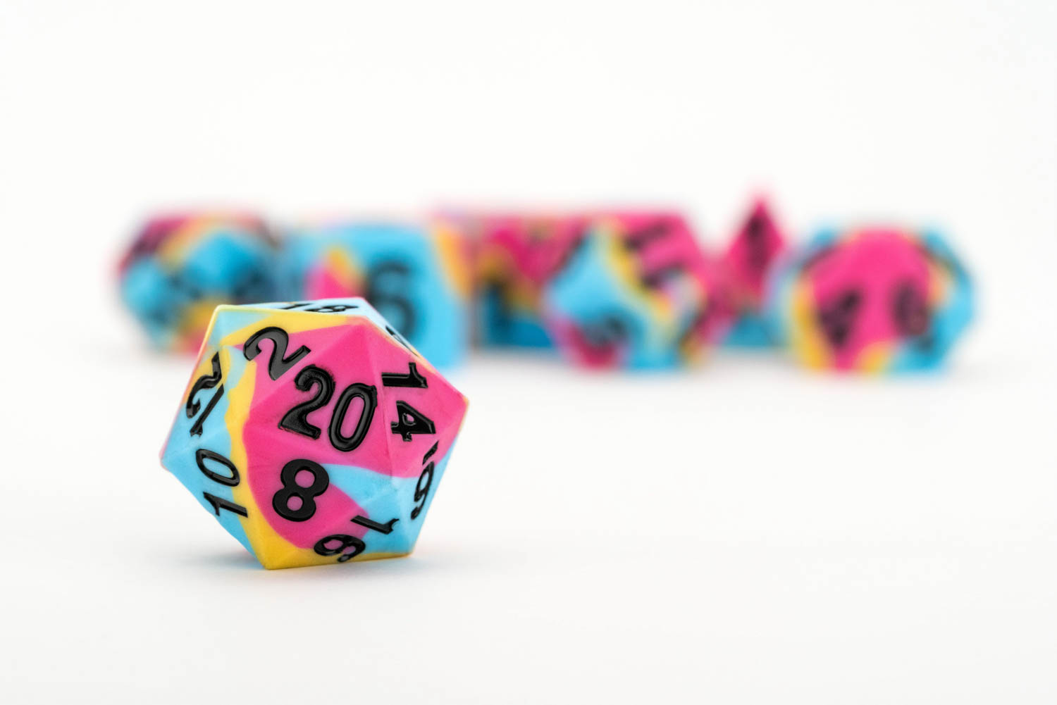Sharp Edge Silicone Rubber Dice Set: Pansexual Pride