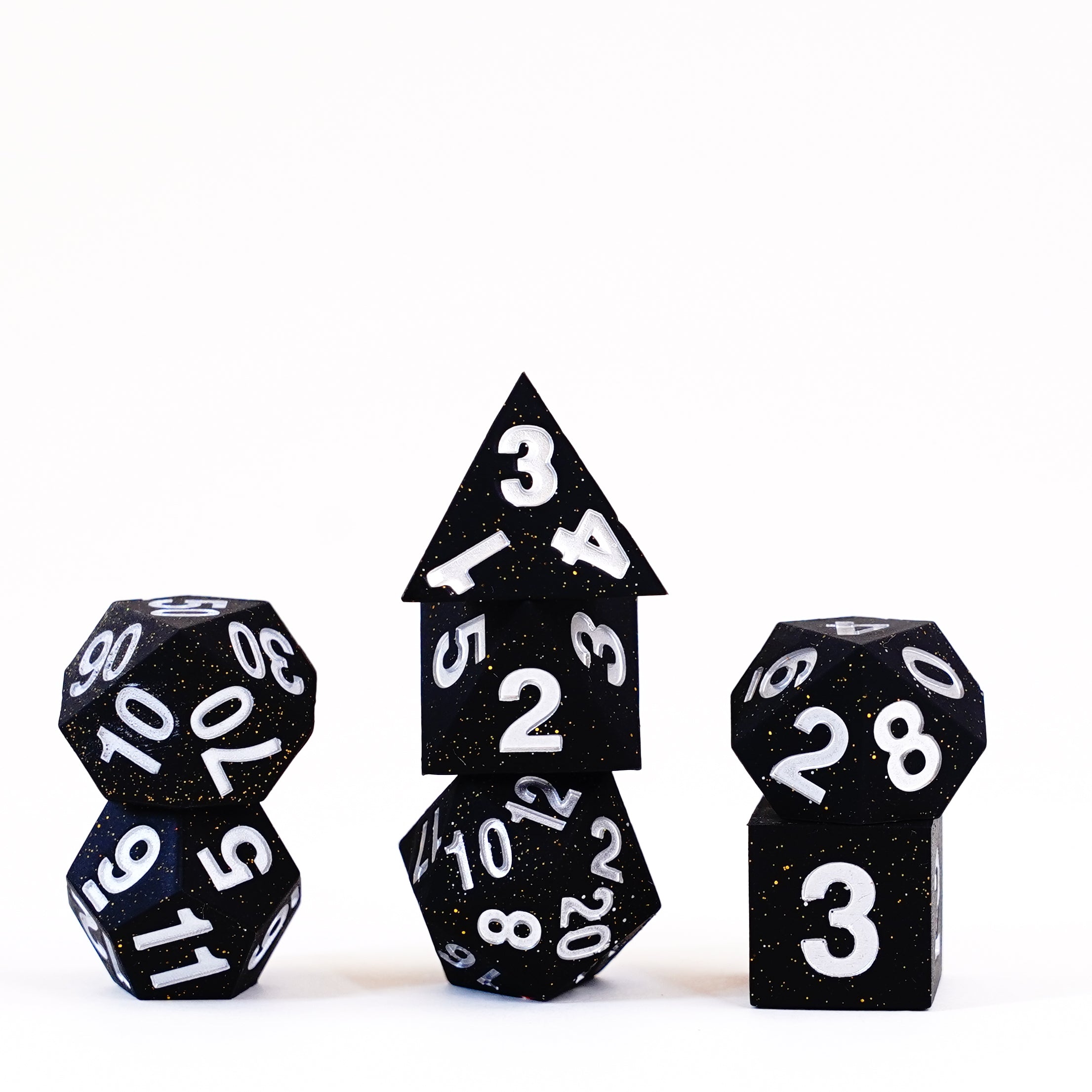 Sharp Edge Silicone Rubber Dice Set: Gold Scatter