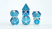 Tales of the Valiant Metal Dice Set: Silver w/ Light Blue Enamel