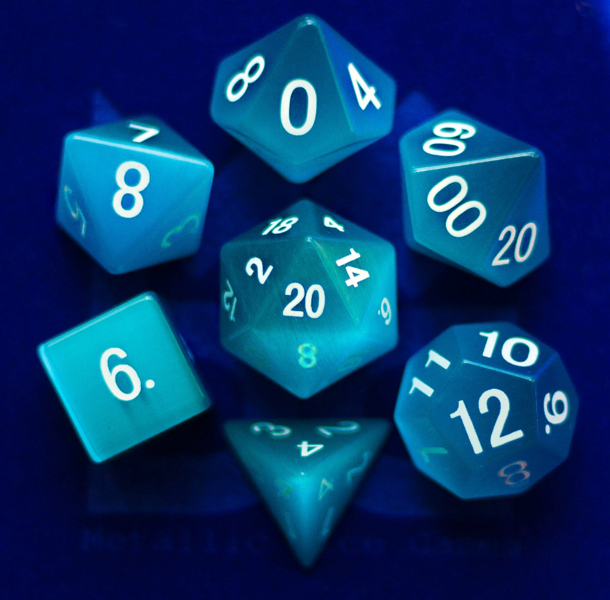 Cats Eye Aquamarine. dice set