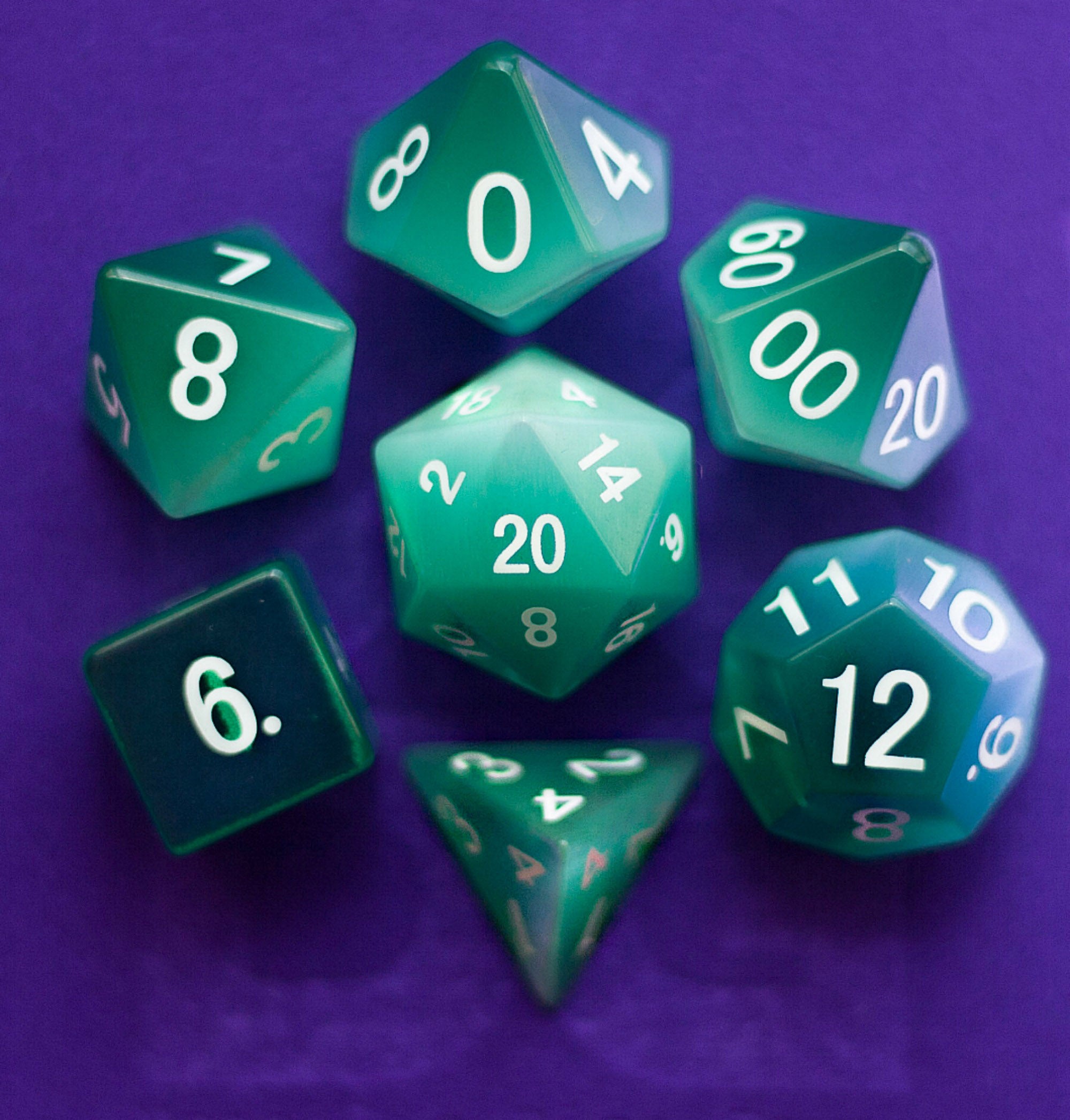 Cats Eye Mint Green dice set