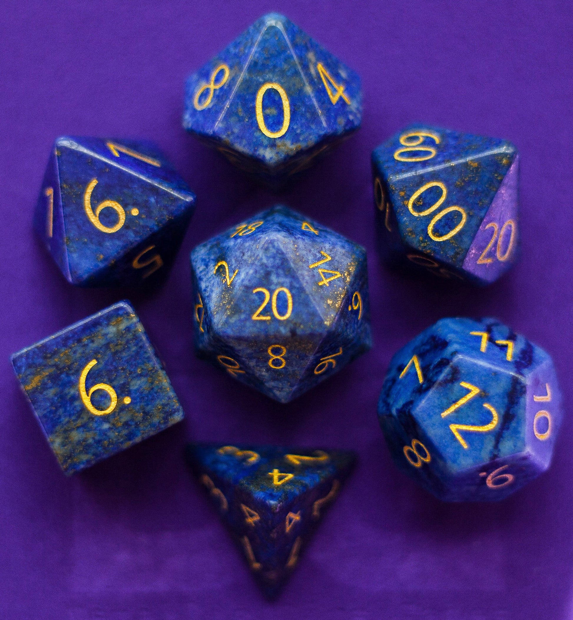 Engraved Laplis Lazuli dice set