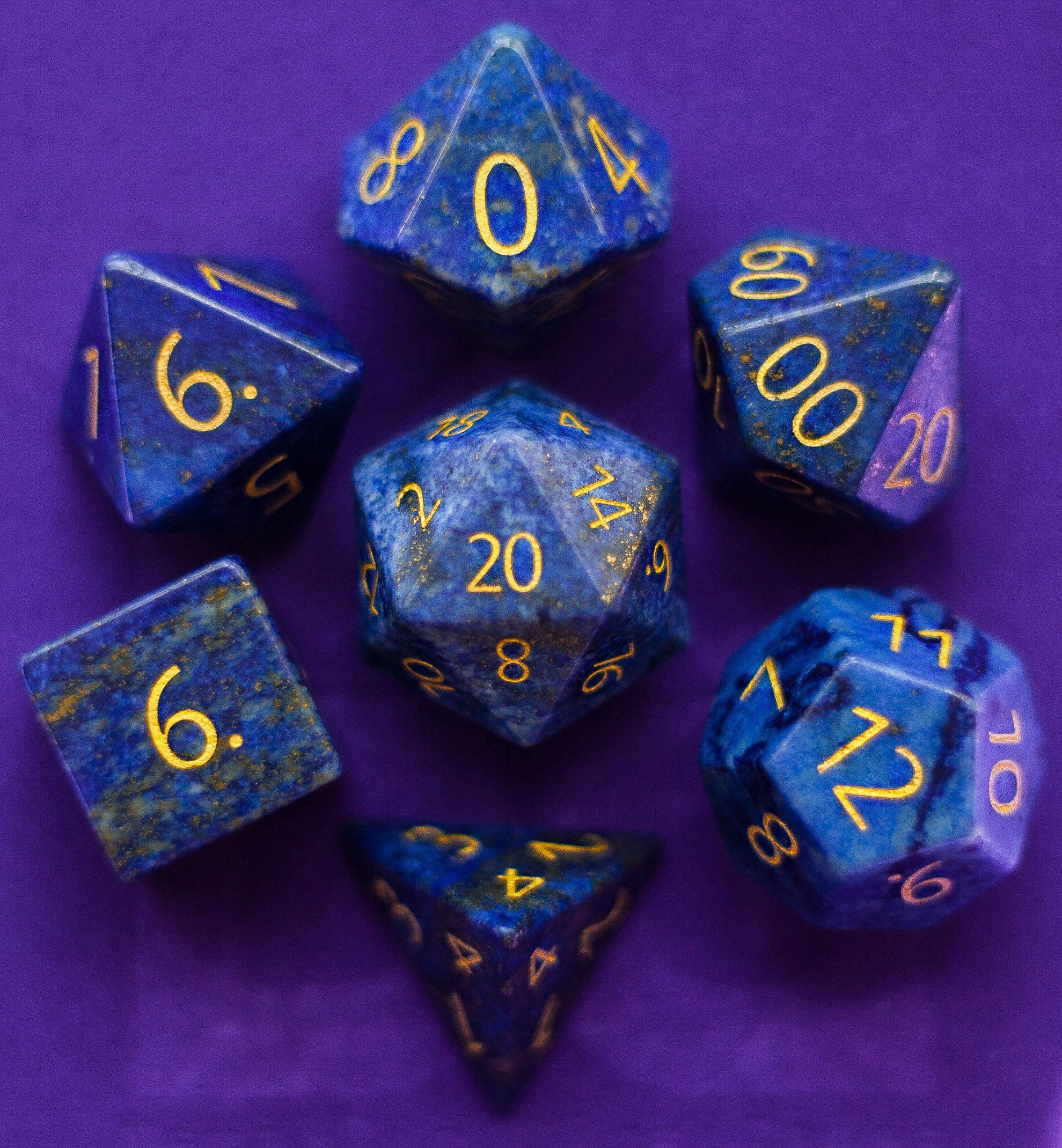 Engraved Laplis Lazuli dice set