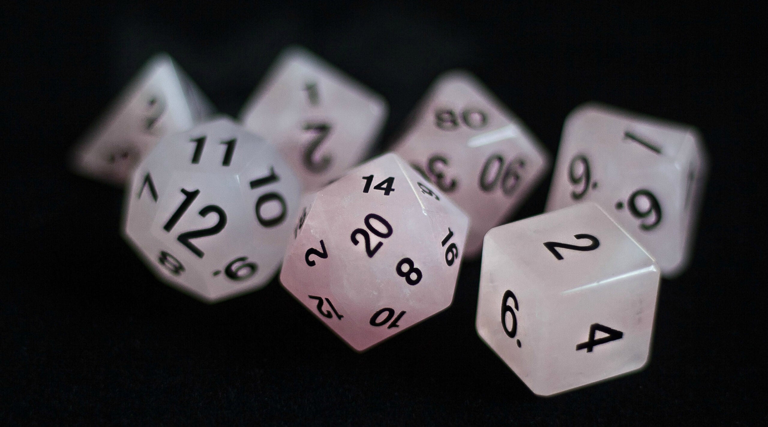 rose quartz dice set