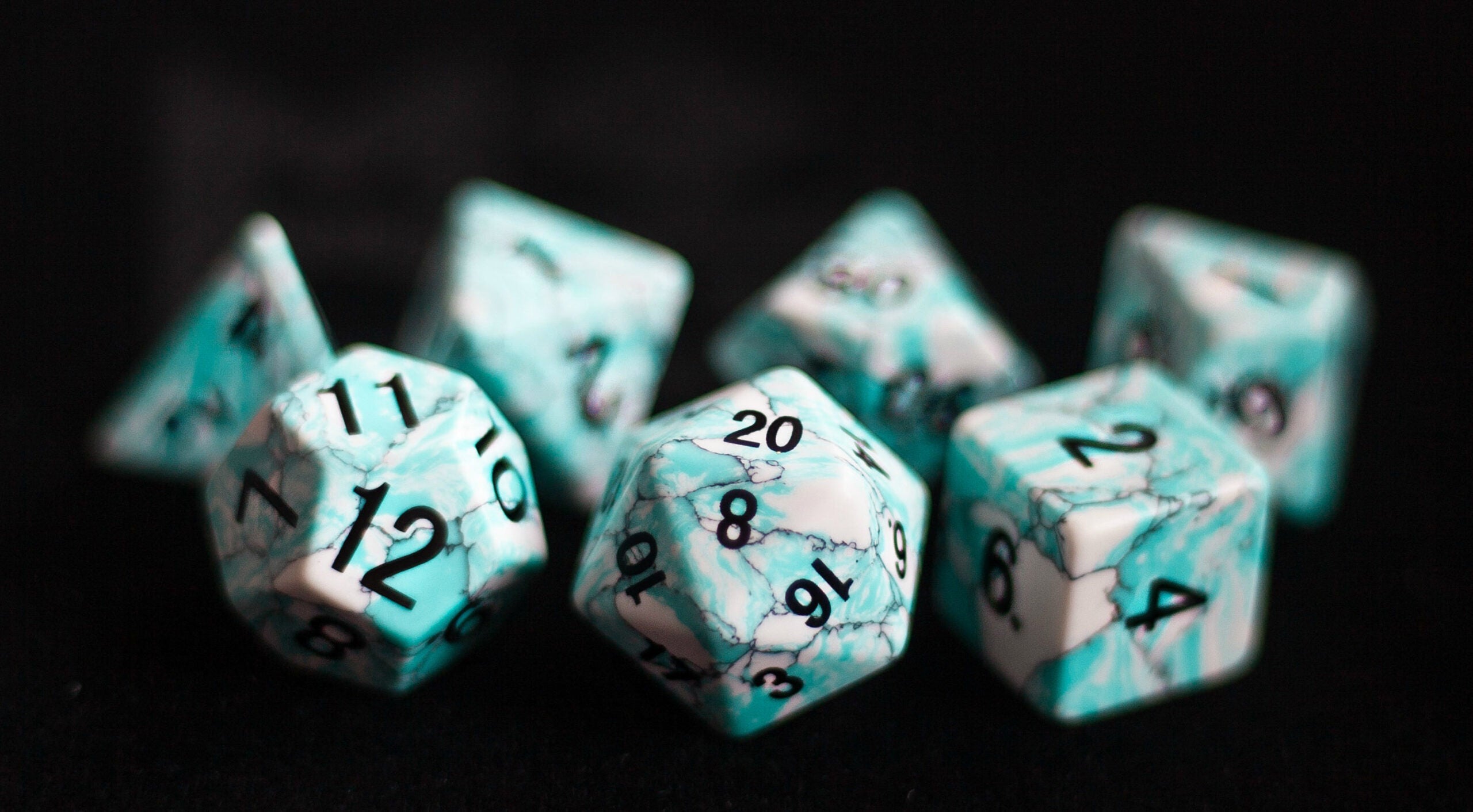 blue turquoise dice set