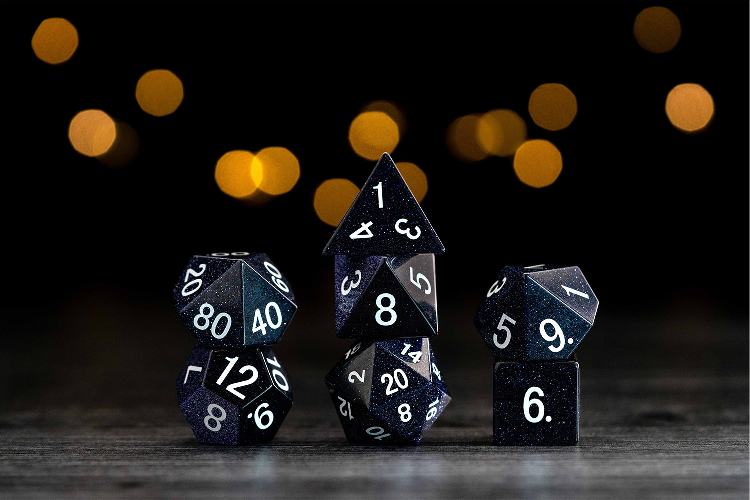 Mystic Mines 16mm Stone Poly Dice Set: Blue Sandstone