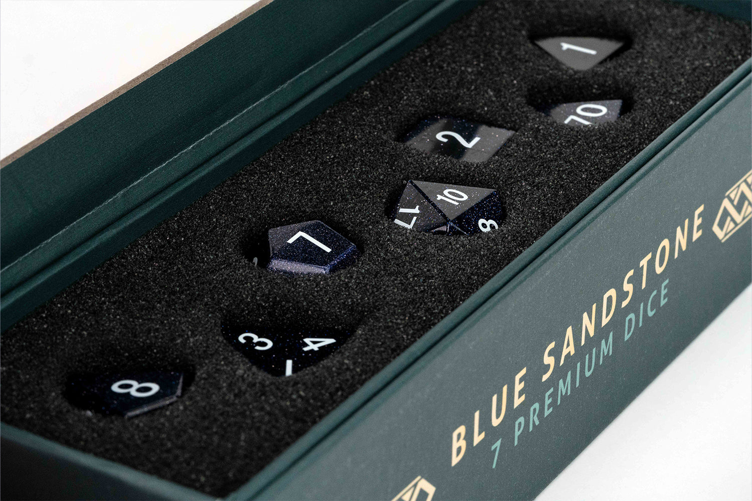Mystic Mines 16mm Stone Poly Dice Set: Blue Sandstone
