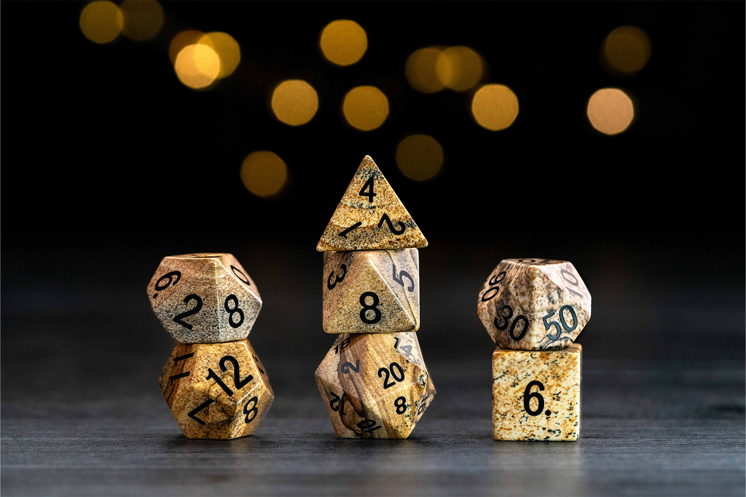 Mystic Mines 16mm Stone Poly Dice Set: Picture Jasper