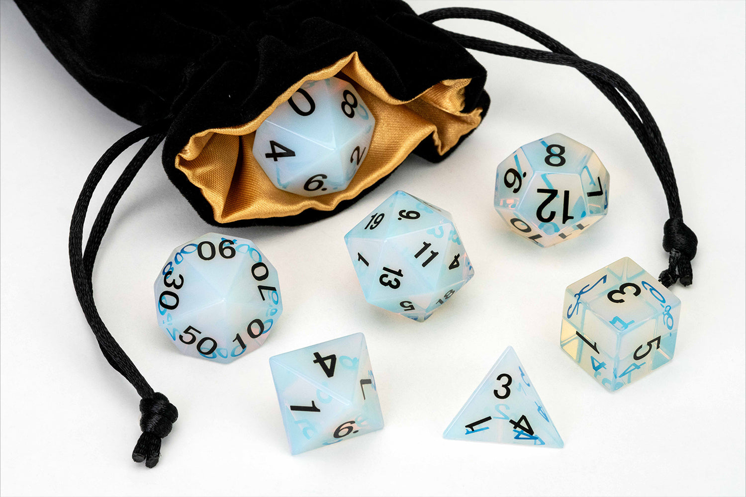 Mystic Mines 16mm Stone Poly Dice Set: Opalite