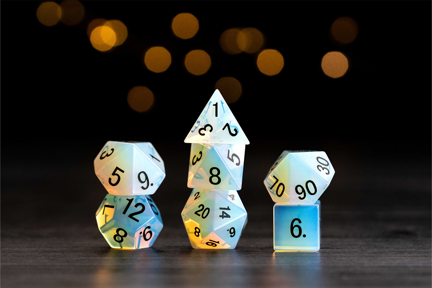 Mystic Mines 16mm Stone Poly Dice Set: Opalite